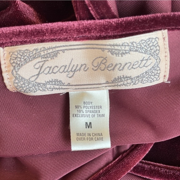 Jacalyn Bennett NEW Fairy Velvet Maxi Dress Burgundy Velvet Surplice V Neck Med - Picture 5 of 9